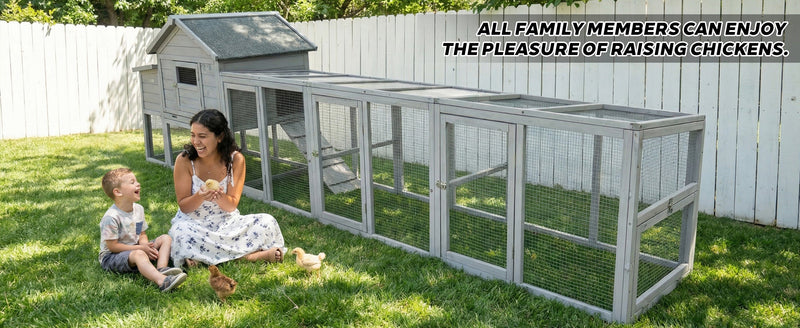 141" Gray Large Wooden Chicken Coop with Nesting Box, photo 3 of 10