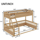 Twin XL over Queen Bunk Bed with Ladder and Guardrails, Natural