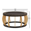 Vintage Rattan Solid Wood Round Coffee Table
