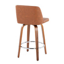 Toriano - Contemporary Fixed Height Counter Stool With Swivel & Round Footrest (Set of 2) - Walnut / Camel by HouseOfZazla