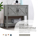 35" Farmhouse Wood Buffet Sideboard Console Table with Bottom Shelf and 2-Door Cabinet, for Living Room, Entryway, Kitchen Dining Room Furniture (Antique Gray)