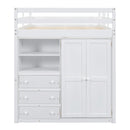 Loft Bed With Built In Wardrobe, Shelves And Drawers