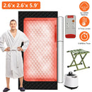 2.6x 2.6x 5.9FTPortable Sauna Tent 1 Person Steam Sauna for Home with 3L/1200W Steamer Folding Chair Remote Control 9 Steam Output Levels 5-95Mins Tim