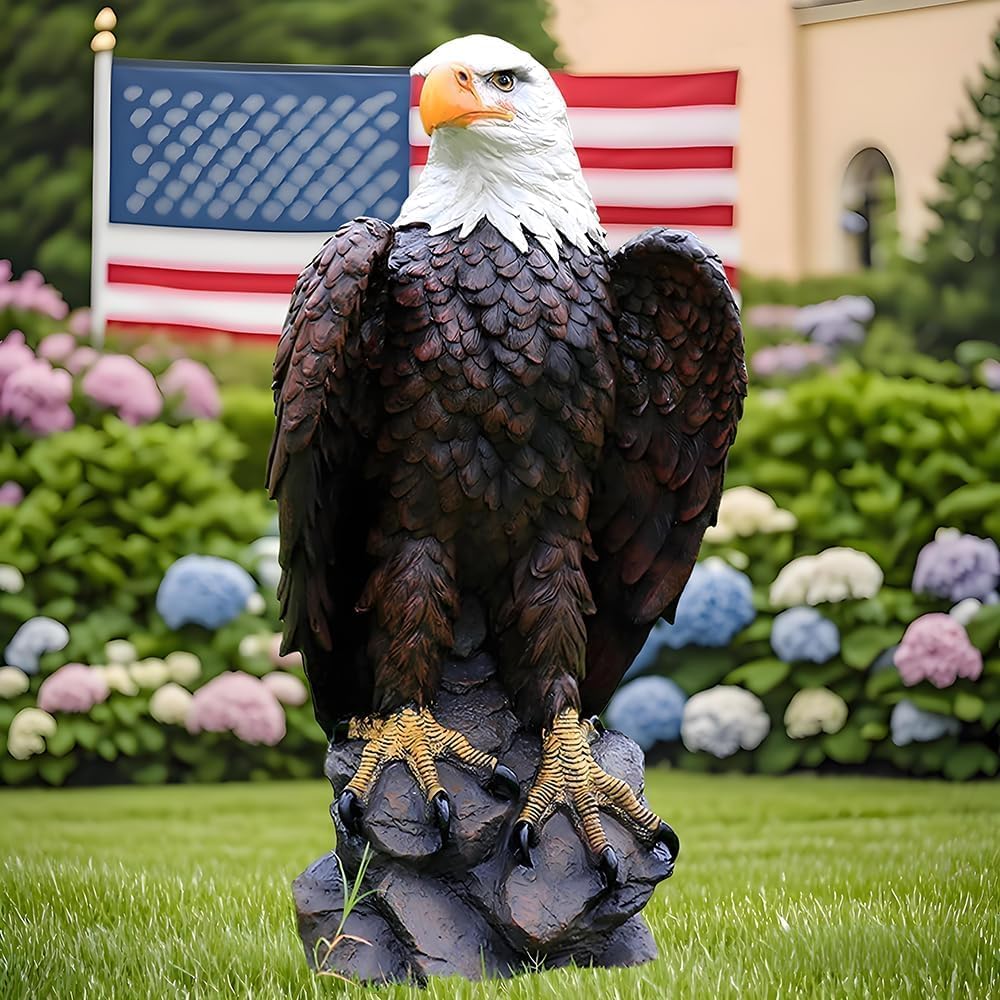 13" H x 24.4" L Large Standing Bald Eagle Garden Statue, photo 3 of 9