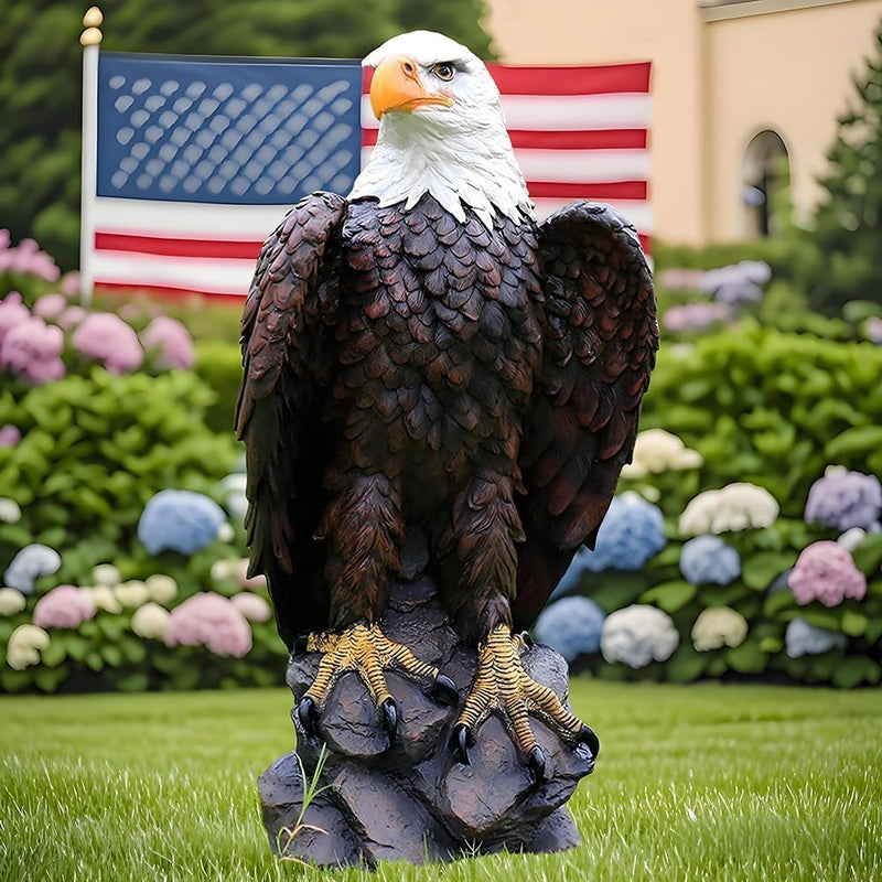 13" H x 24.4" L Large Standing Bald Eagle Garden Statue, photo 3 of 9