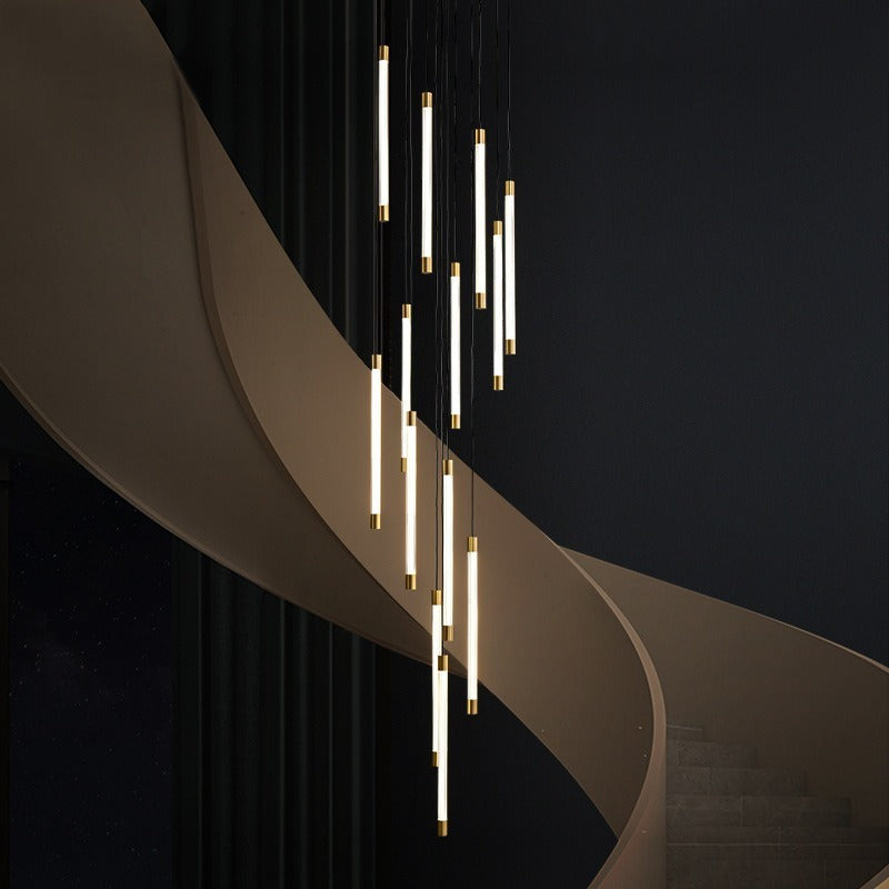 All Copper Duplex Staircase Long Chandelier, photo 3 of 6
