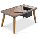 6-Piece Rope Patio Furniture Set, Outdoor Furniture with Acacia Wood Cool Bar Table with Ice Bucket, Deep Seat Patio Conversation Set with Two Stools for Backyard Porch Balcony (Grey)