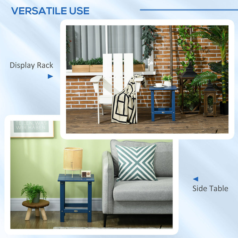 Adirondack Side Table, Square Patio End Table, Weather Resistant 15" Outdoor HDPE Table for Porch, Pool, Balcony, Blue