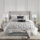 7-Piece King 100% Polyester Pieced Pleated Tufted Comforter Set