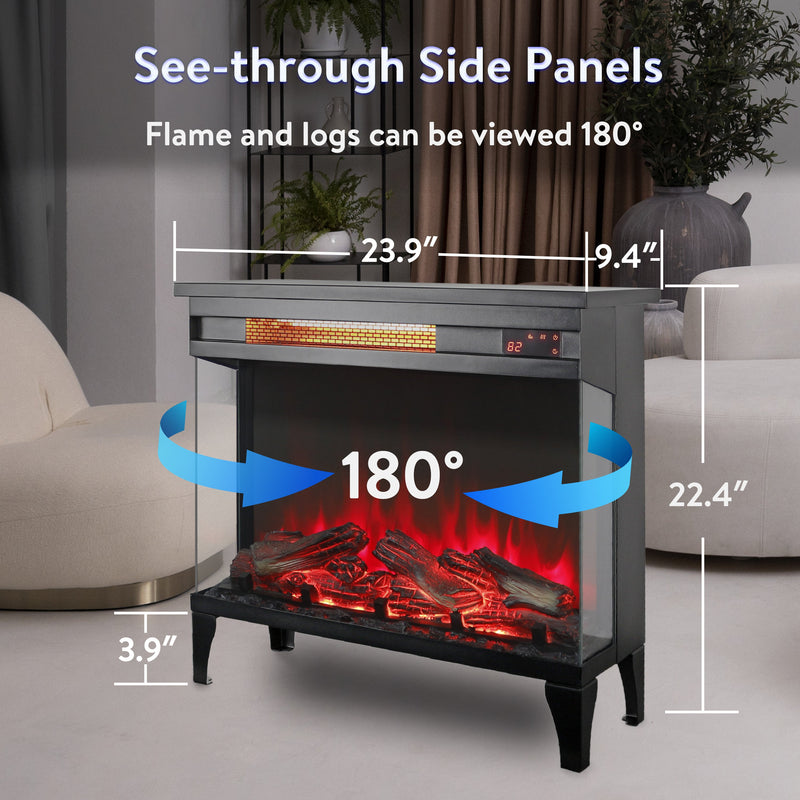 24 Inch Three-Sided Glass Electric Fireplace, photo 4 of 10