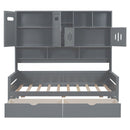 Daybed With All-In-One Cabinet And Shelf