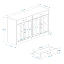 55.91" Large Farmhouse Buffet Cabinet Storage Sideboard with 2 Drawers and 4 Doors for Dining Living Room Kitchen Cupboard-White