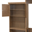 Queen Size Murphy Bed With Louvered Design And Multiple Storage Shelves - Wood by HouseOfZazla