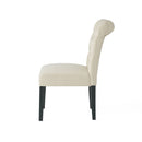 Dining Rolltop Chairs (Set of 2), Upholstered Armless Chair With Wood Leg - Ivory by HouseOfZazla