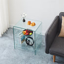 Tempered Clear Bent Glass Side Table Sofa Table, Multi Purpose Use, Premium Tempered Glass - Transparent by Unique Piece Furniture