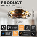 19.7" Industrial Caged Ceiling Fan with Light by HouseOfZazla