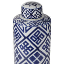 Valora Blue and White Cylinder Jar by HouseOfZazla