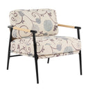 27.56" Modern Accent Chair with Plush Cushions and Wooden Armrests