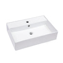 Modern Ceramic Rectangular Wall Mounted Bathroom Sink With Faucet Hole & Overflow