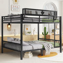 Queen Over Queen Bunk Bed With Ladder And Storage Shelf - Black by HouseOfZazla