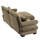 Modern Sectional Sofa With Ottoman, Round Bolster Armrests, Waist And Throw Pillows by HouseOfZazla