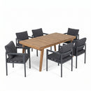 7-Piece Outdoor Patio Dining Set, 69" Acacia Wood Rectangular Table & 6 Chairs by HouseOfZazla