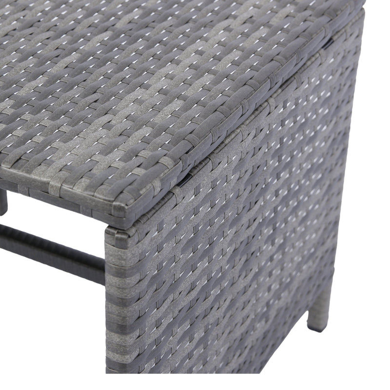 6 Piece Patio Wicker Sectional Set Patio Backyard Conversation Set Grey Wicker + Dark Grey Cushion