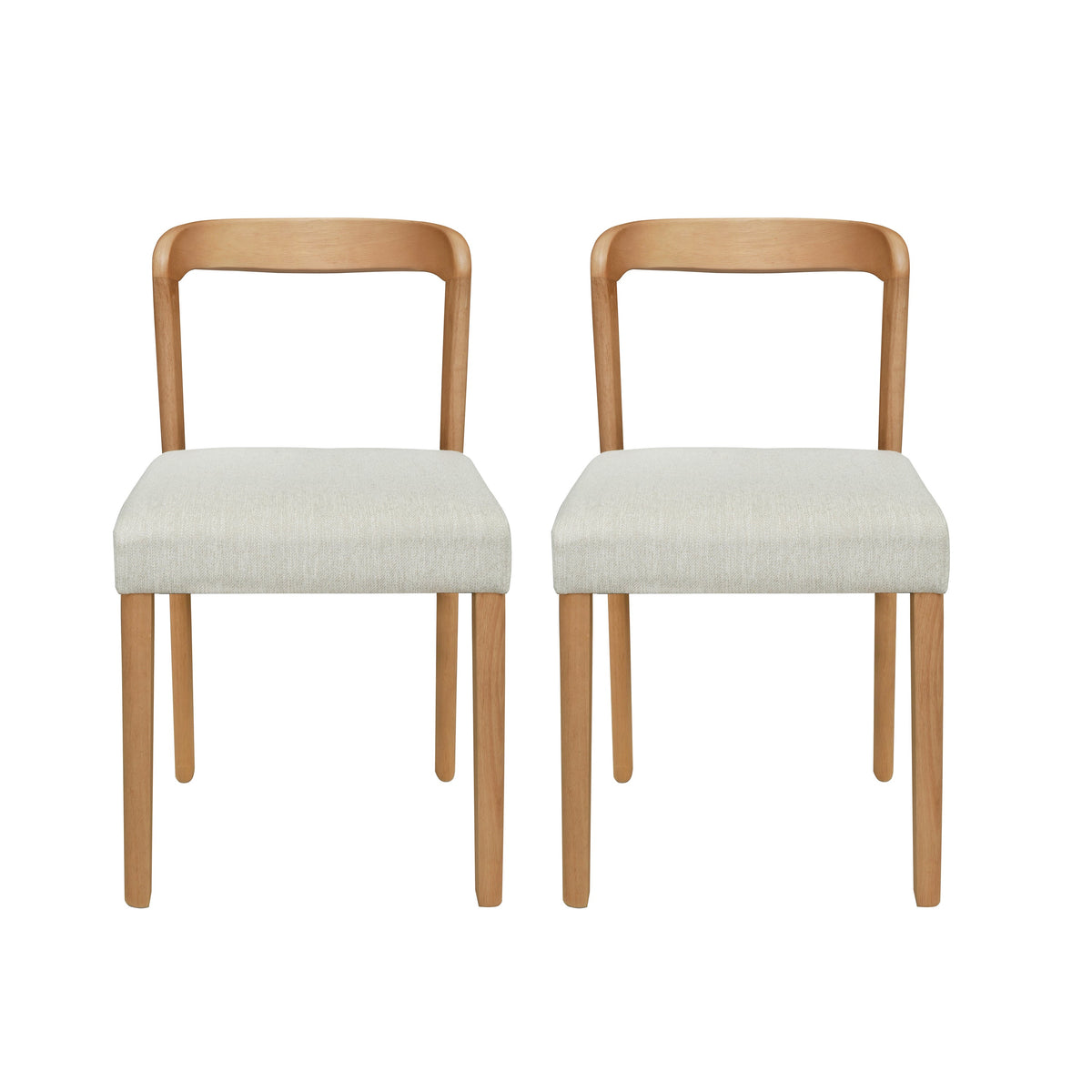Solid Rubber Wood Dining Chairs (Natural Oak + Beige) Set of 2, photo 2 of 10