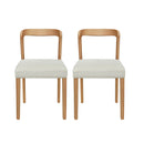 Solid Rubber Wood Dining Chairs (Natural Oak + Beige) Set of 2 by HouseOfZazla