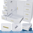 42" Bathroom Vanity Base Cabinet with 2 Soft-Close Double Doors & 9 Smooth Drawers