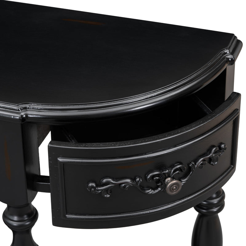 52"Modern and Contemporary Curved Console Table Sofa Table Entryway Table for Hallway Living Room Bedroom with 4 Drawers and 1 Shelf