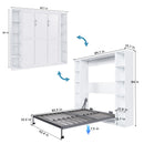 Queen Murphy Bed With Storage Cabinet - White by HouseOfZazla
