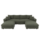 Convertible Deep Seat Sofa With Soft Pillows And Ottomans