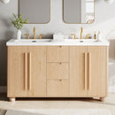 Double Sink Bathroom Vanity With Sinks, Soft Close Doors & 3 Drawers - Wood by HouseOfZazla