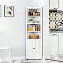 Tall Corner Storage Cabinet With 2 Doors, 5-Tier With Adjustable Shelves, Freestanding - White by HouseOfZazla