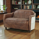 Brancaster Grain Leather Loveseat - Brown by HouseOfZazla