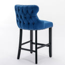 Contemporary Upholstered Wing-Back Barstools With Button Tufted Decoration And Wooden Legs, And Nailhead Trim, Leisure Style Bar Chairs, Bar Stools (Set of 2) by Unique Piece Furniture