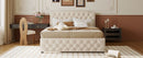 Upholstered Platform Bed With Trundle And 2 Sets Of USB Ports On Each Side, Fabric