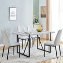 5-piece Dining Table Chairs Set, Rectangular Dining Room Table Set for 4, Modern Dining Table and faux leather Chairs for Kitchen Dining Room, Small Space, GRAY