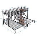 Metal Bunk Bed With Storage Shelves Staircase by Unique Piece Furniture