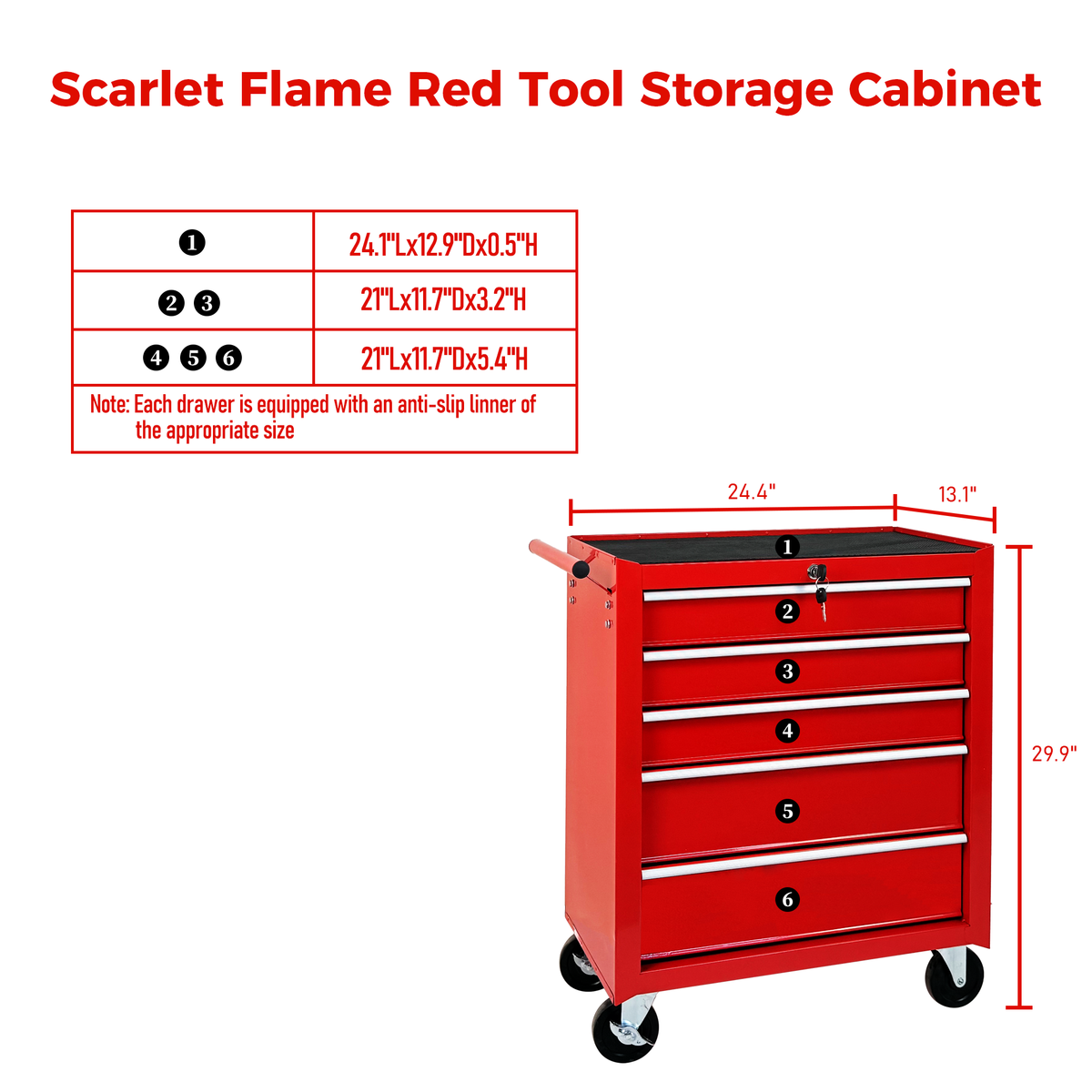5-Drawer Rolling Tool Chest with Lock & Key, photo 7 of 10