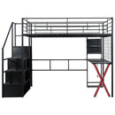 Loft Bed With Built In Work Station, Wardrobe, Storage Staircase And LED by HouseOfZazla