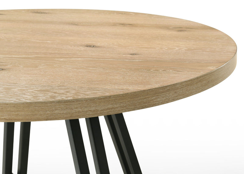 Tate - Round Dining Table With Metal Base - Oak Finish, photo 5 of 5