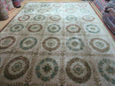 9' X 12' Modern Handmade Indo Lahore Wool Rug Art Deco Olive Ivory Nice Wow