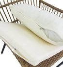 6PCS Outdoor Patio Balcony Natural Color Wicker Sofa Chair Set with Beige Cushion,Round Tempered Glass Table