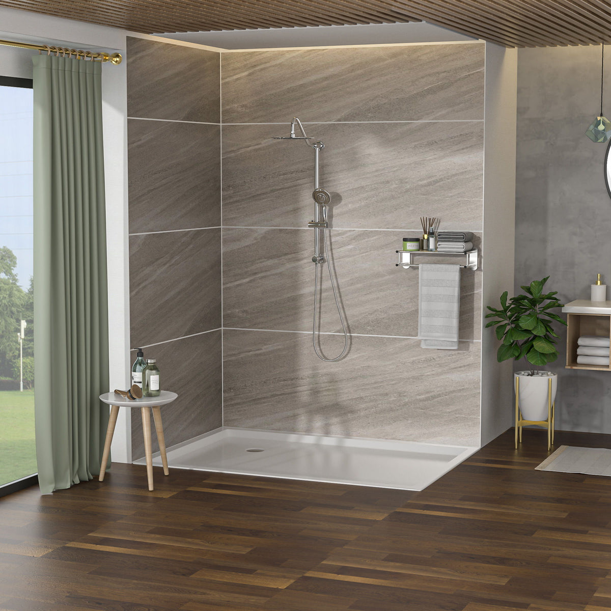 Shower System With 5 Function Rain Hand Shower And Slide Bar Combo, photo 25 of 25