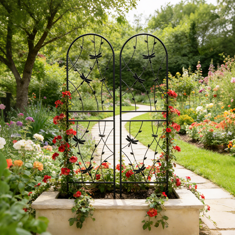 4 Pack Metal Garden Trellis for Climbing Plants, photo 9 of 10
