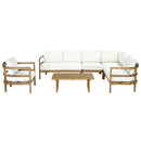 Outdoor Acacia Wood 6-Seater Sectional Sofa Set