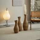 3 Piece Artificial Rattan Floor Vase Set Decorative Accent For Living Room, Hallway & Entryway, Ideal For Dried Or Silk Flower Arrangements - Beige by HouseOfZazla