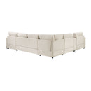 Modular 5 Seat U-Shape Sectional Sofa With Chaise Lounge, Built In Cup Holders And Storage Drawer